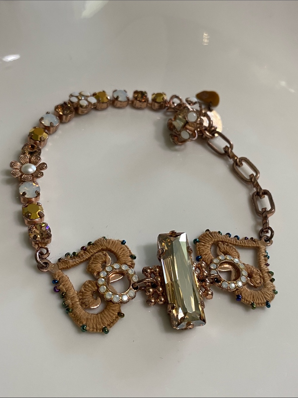Mariana Gold Beige & Champagne Crystal Bracelet